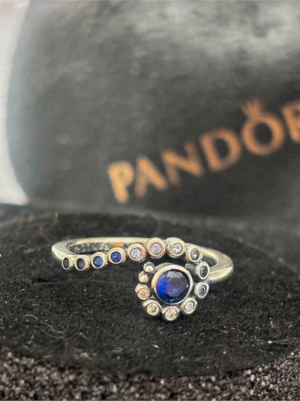 PANDORA Blue Stone Sterling Silver Ring
